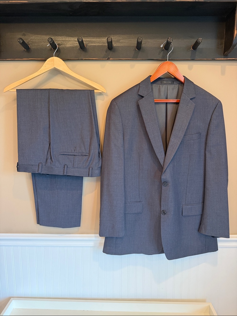 Michael Kors- Men's Gray Pinstripe Two-Piece Suit Blazer & Pants